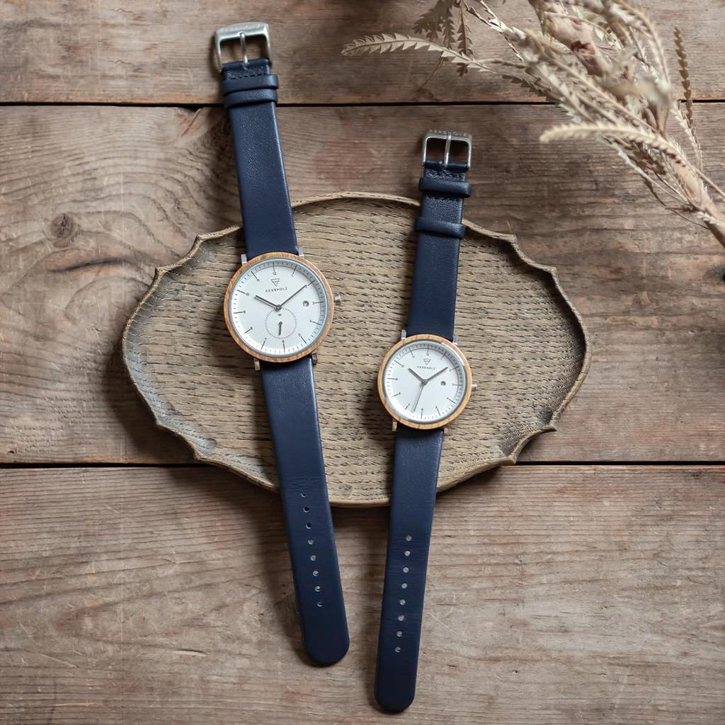 Kabholz Amelie Oak Navy Wooden German Water Officially Navy Watch, Design, Resistant, Imported, WAME0621, Men's