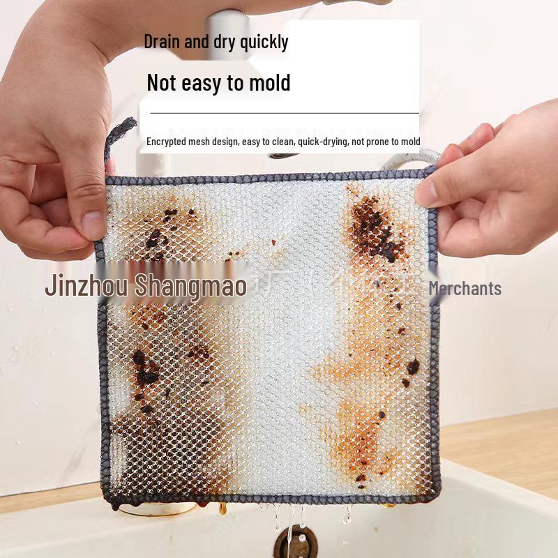 Lavetă abrazivă triplu strat din oțel inoxidabil: Lavetă de curățat bucătăria antiaderentă, rezistentă la ulei