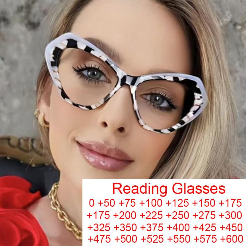 Irregular Cat Eye Reading Glasses Double Colors Frame Ultralight Computer Presbyopia Eyewear Spring Hinge Women'S Glasses
