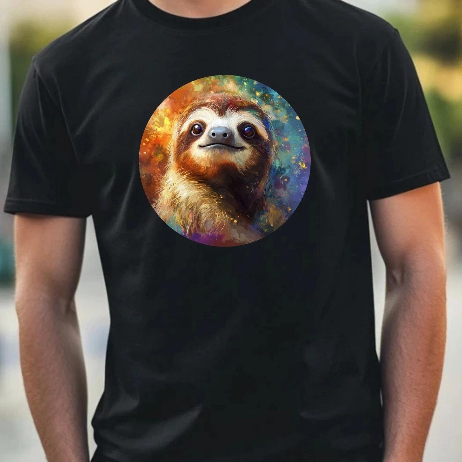 T-Shirt Herren Faultier Portrait Motiv Baumwolle Größe XS bis 5XL L