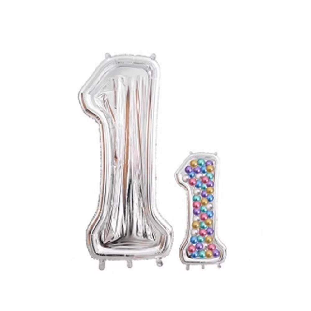 0-9 Number Number Balloon Stand 3D Silver Giant Size Digital Balloon Frame 65 Inch Aluminum Film Mosaic Balloon Party
