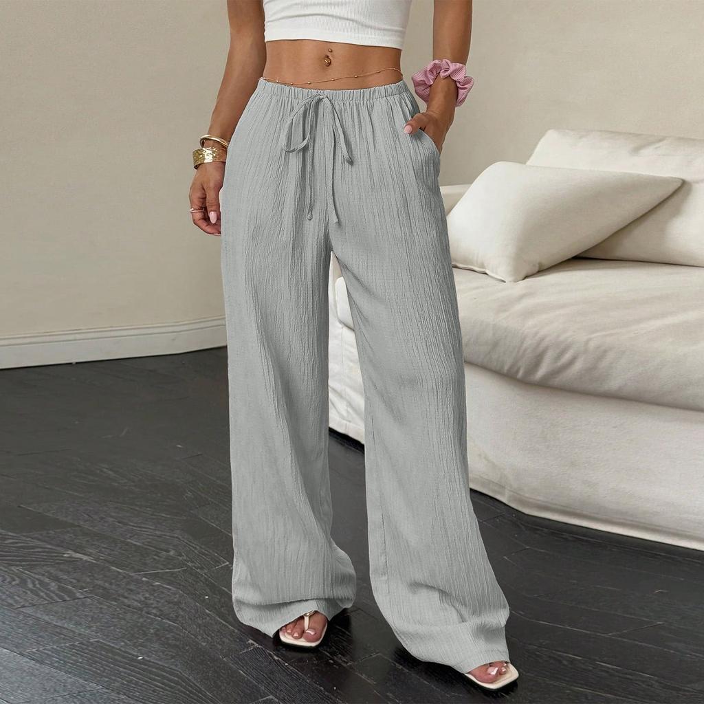 Women's Casual High Waist Loose Lace Wide Leg Pants