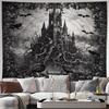 Gotische Geisterburg Wandteppich Wandbehang Dekor Makaber Gruselig Halloween Horror Kunst für Schlafzimmer Wohnzimmer