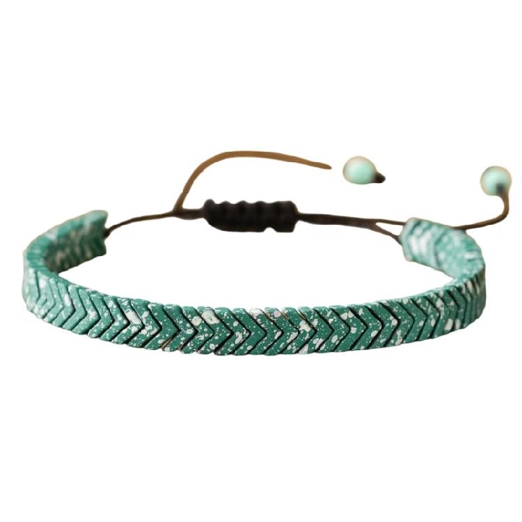 

Elegant Shape Wrist Bangle Beaded Bracelet Adjustable Geometric Design Wristband Handmade Jewelry Gift
