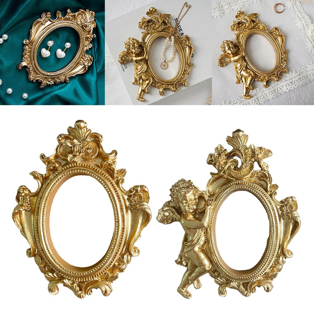 Golden Photo Frame Mini Resin Jewelry Display Ins Style Baroque Frames Antique Photography Photo Shooting Props Mould