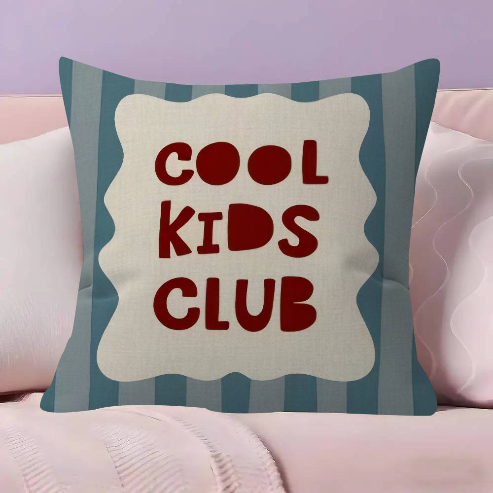 Modern Cartoon Cool Kids Club Cushion Cover Inches Farmhouse Decor Home Throw Pillow Covers for Couch Decorations