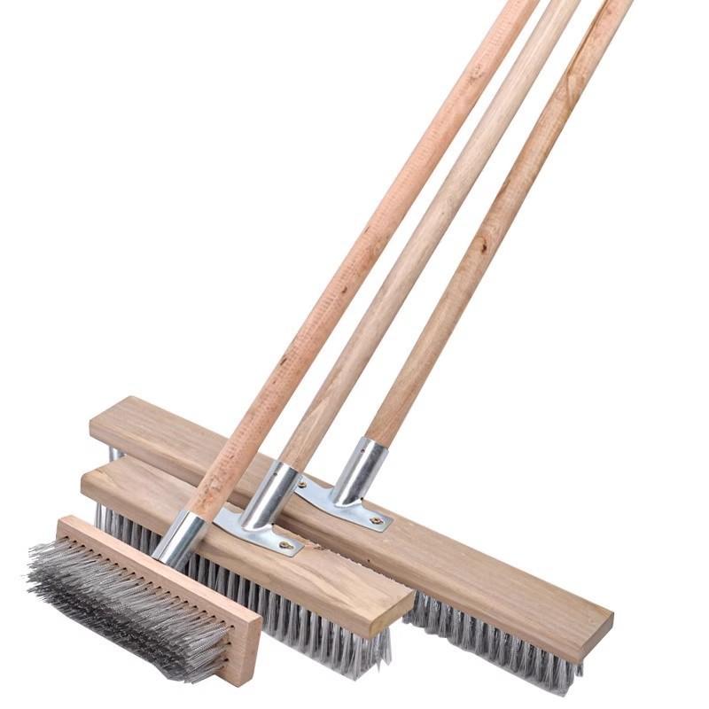 Large Durable Steel Wire Floor Brush With Extended Handle For Easy Floor Maintenance
