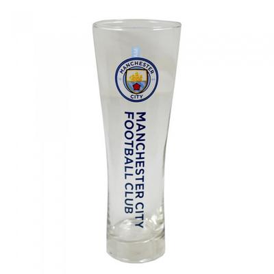 Manchester City FC Official Wordmark Football Crest Design Peroni Pint Glass