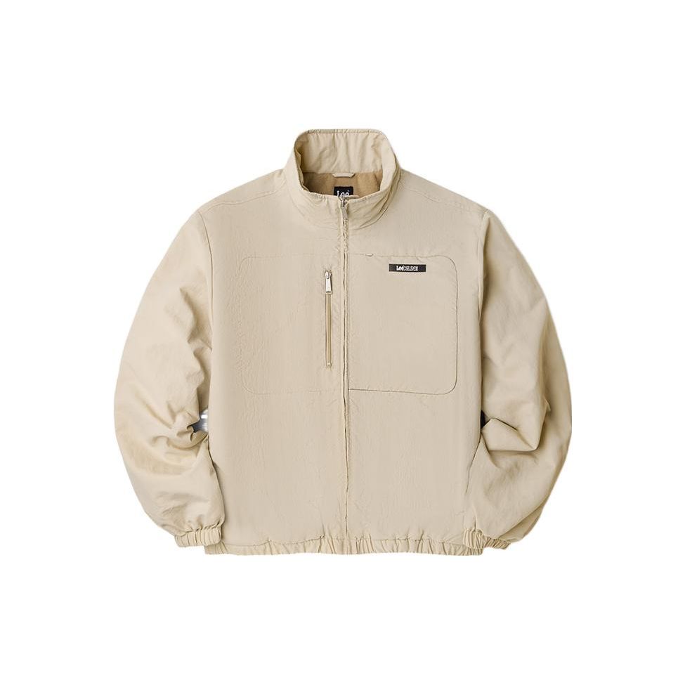 Lee Solid Color Logo Print Stand Collar Jacket Men Jackets Beige LMT00401520004197W000