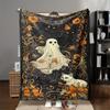Halloween Themed Ghost Cat Pattern Flannel Blanket - Light, Soft and Warm, Suitable for Sofa, Bed, Decoration - Family or Friend