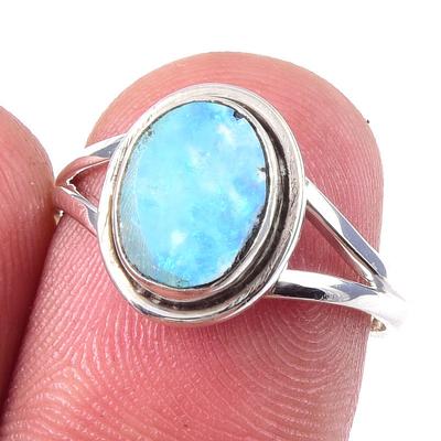 Natural Australian Opal Gemstone 925 Solid Sterling Silver Jewelry Ring S.7 F1t18