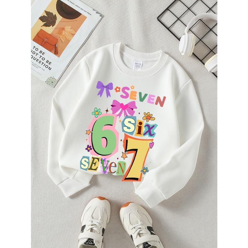 European sizes Kids Casual Sweatshirt Printed Round Neck Pullover, Kids Round Neck Sweatshirt with Fashion 67 Theme Feature Print for Kids 110