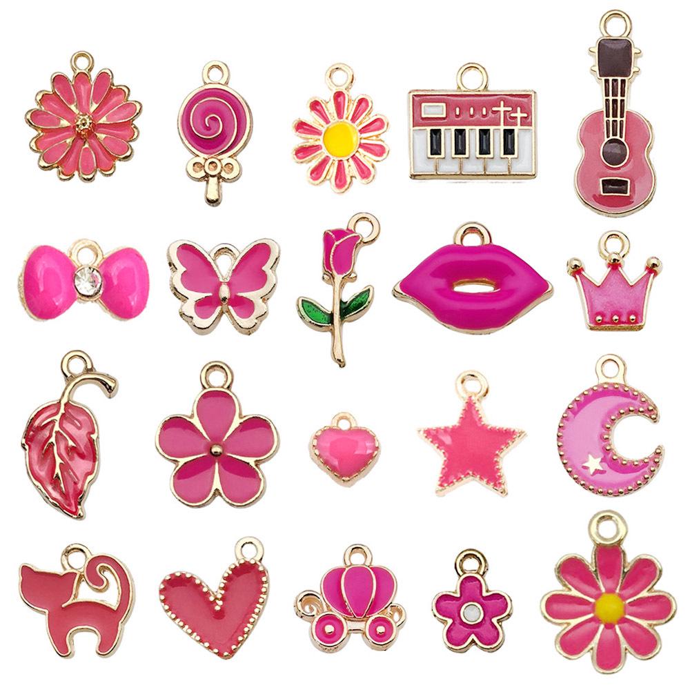 Mixed Color Cartoon Enamel Alloy Pendants for DIY Bracelets & Keychains