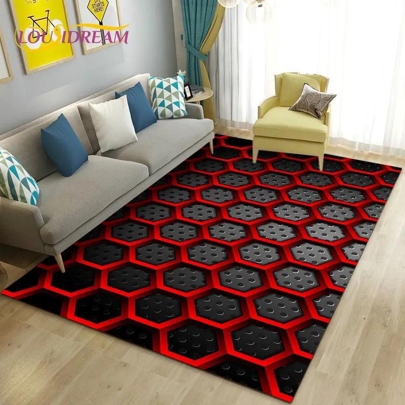 3D Abstract Geometric Optical Area Rug,Carpet Rug for Living Room Bedroom Sofa Doormat Kitchen Decoration,Kid Non-slip Floor Mat
