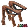 2 Acoustic/electric Guitar Capo Aluminum Alloy Wood Grain Capo + 5 Picks with Pick Slot