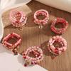 Strawberry Pendant Beaded Bracelet Set With Crystal Glass For Womens Fashion Accessories