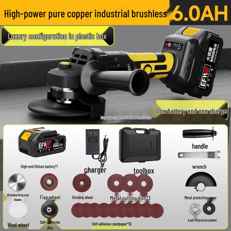 High-Power Brushless Cordless Angle Grinder: Multi-functional Lithium Battery Cutting & Polishing Tool
