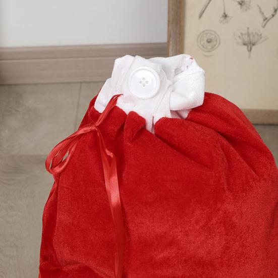 Big Velvet Santa Bag Soft Drawstring Christmas Gift Bag Extra Large Red Christmas Cloth Sack for Holiday Packaging Party Supplies