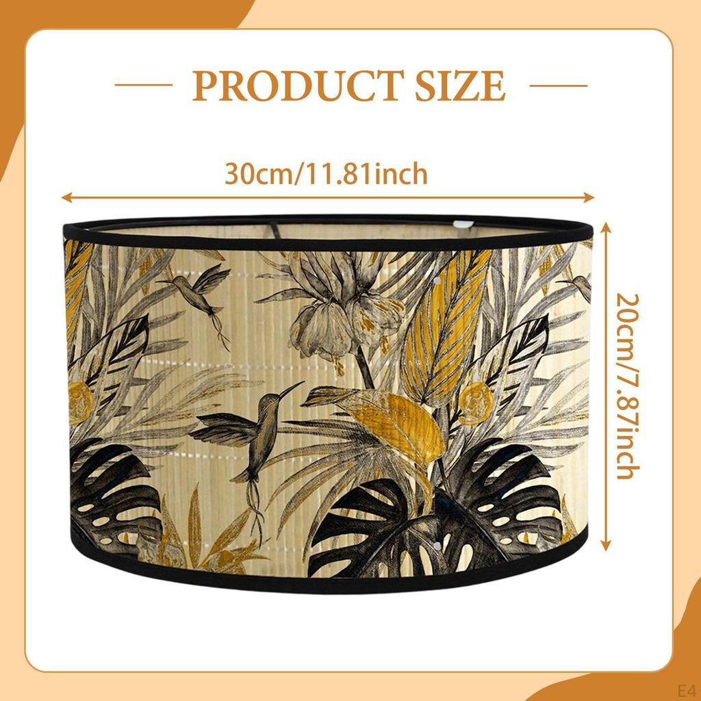 Bamboo Drum Shade for Pendant Lighting, Round Cover Home And Cafe