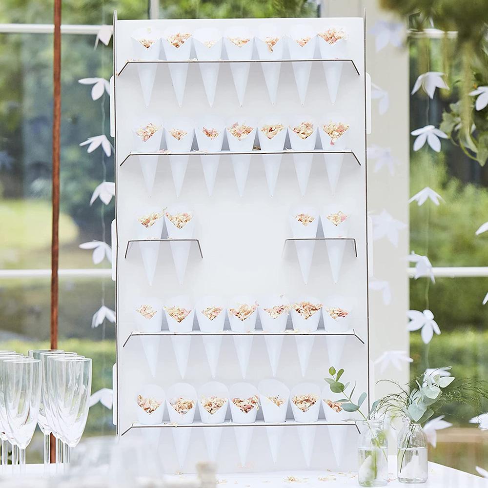 30Pcs Kraft Paper Wedding Confetti Wedding Decoration Kraft Paper Wedding Cones Rose Flower Confetti Tray Wedding Decor