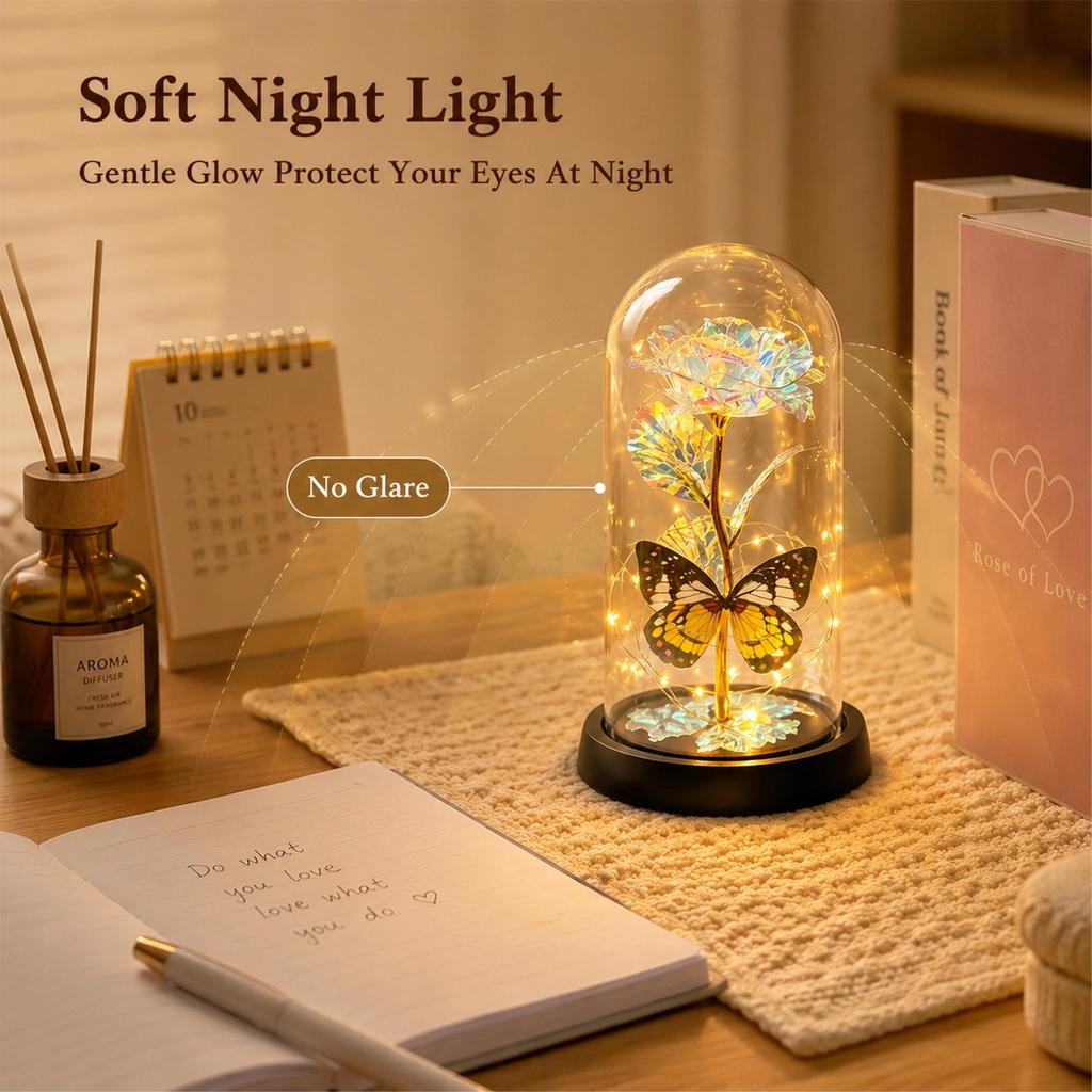 LED Bedside Night Light, Premium Forever Rose Gift