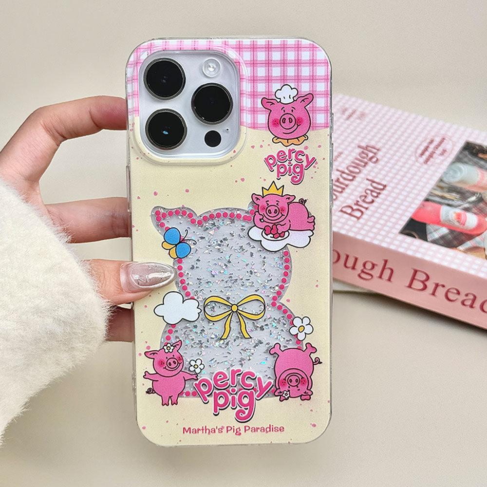 Cute Martha Pig Hollow Applicable Apple 16 Mobile Phone Case IPhone 15 Protective Case 14 Anti Fall Large Hole 13 Women's Model