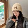 2025 Women's Korean Style Knitted Beanie - Warm Wool Ear Protection, Large Fit, Fashionable English Letter Design.
