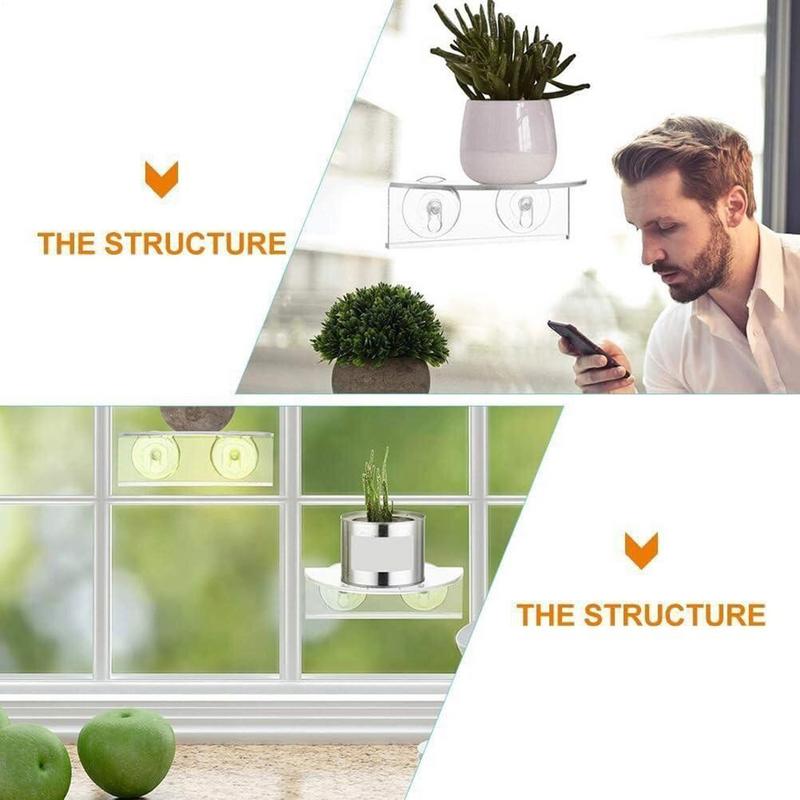 Aquarium Plant Holder Suction Acrylic Ledge Aquatic Grass Shelves Compact Transparent Aquarium Plants Rack For Fish Tank Window