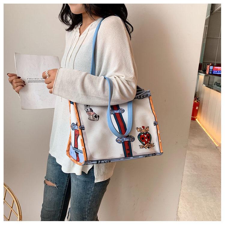Geantă de femei Geantă de tote ocazională din pânză nouă, cu imprimeuri de animale casual, geantă de umăr de mare capacitate, deschisă, geantă de mână pentru fete.