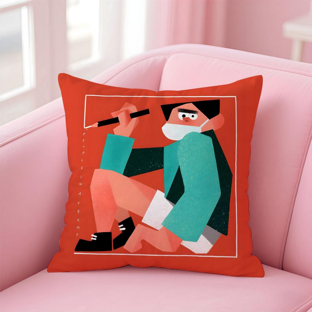 People Living In a Frame Cushion Cover Comfortable Reversible Pillow Cover Ideal for Car Sofa Bedroom & Beyond