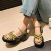 Sandali verdi intrecciati con rialzo donna moda di nicchia scarpe da donna argento nuovo open-toe platform versatili Roma