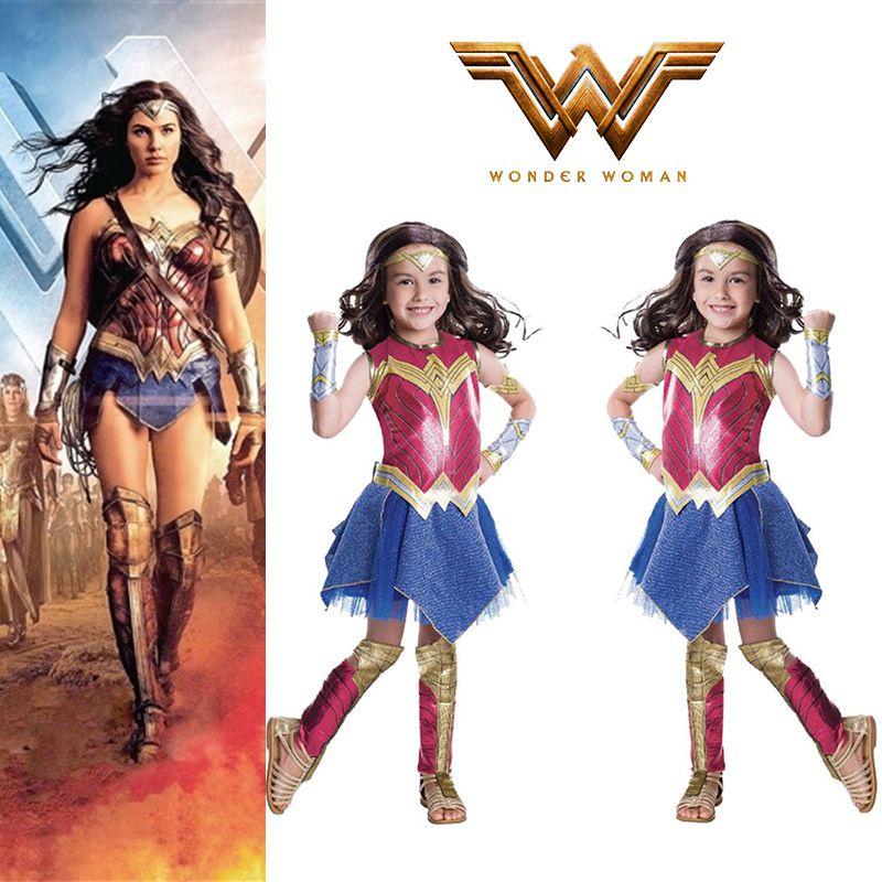 Wonder Woman Cosplay Costume For Kids Halloween And Party Suit For Girls