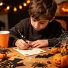 Rhinestone Writing Pen Beadable Pen, Glitter Plastic Beaded Halloween Pumpkin Ghost Skull Decorative Gel Ink for DIY Craft Making, School Office