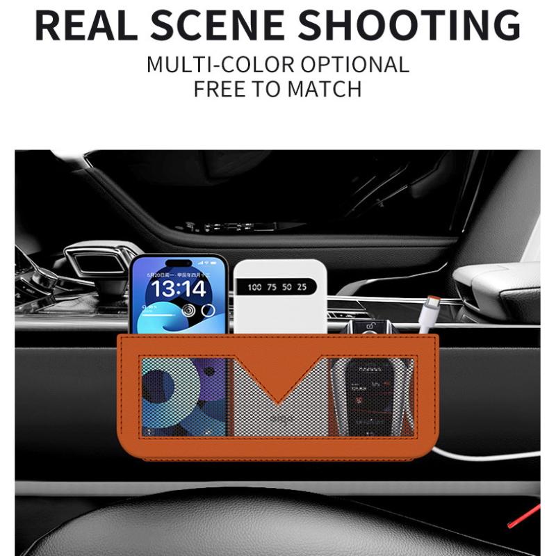1Pc Premium Faux Leather Car Seat Back Organizer - Multi-Functional Storage Bag, Trash Bin, And Phone Holder Car Organization