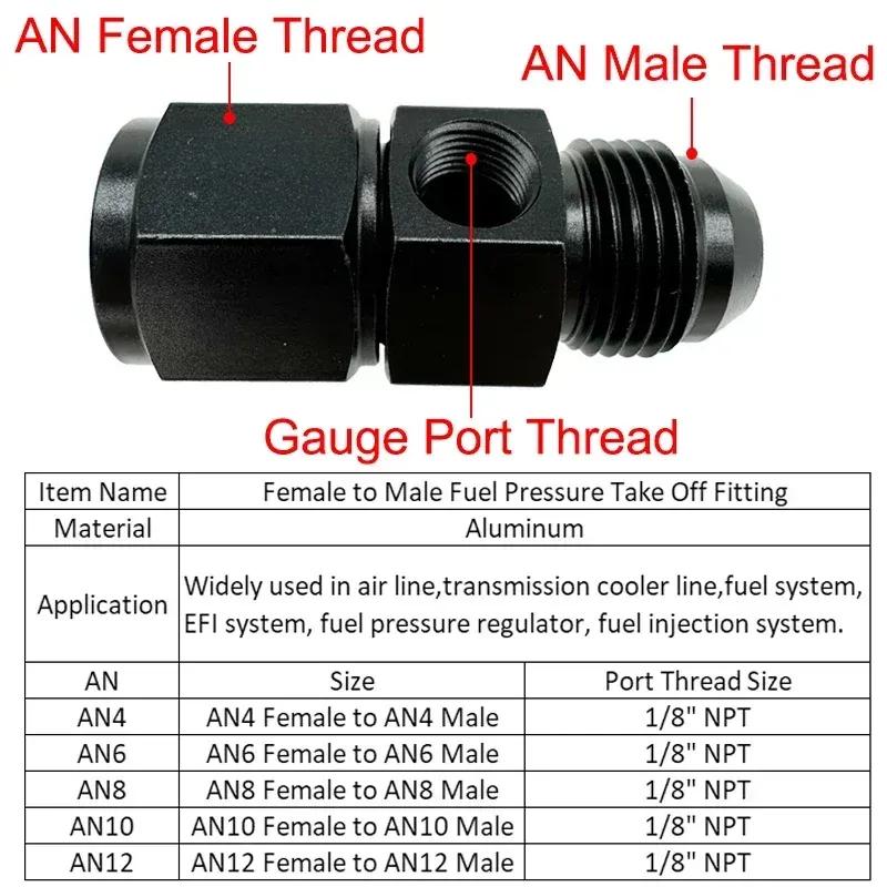 2X AN4 AN6 AN8 AN10 AN12 1/8 NPT AN Swivel Joint Connection for Oil Gauge Sensor Side Port Adapter Female To Male Flare Fitting