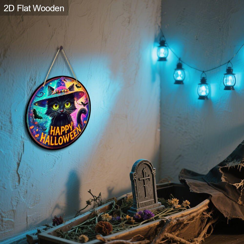 2D Flat Wooden Hanging Decorative signs,Halloween Decorations, Family Wall or Door Decorations,garden decorations,Halloween Gifts for Friends