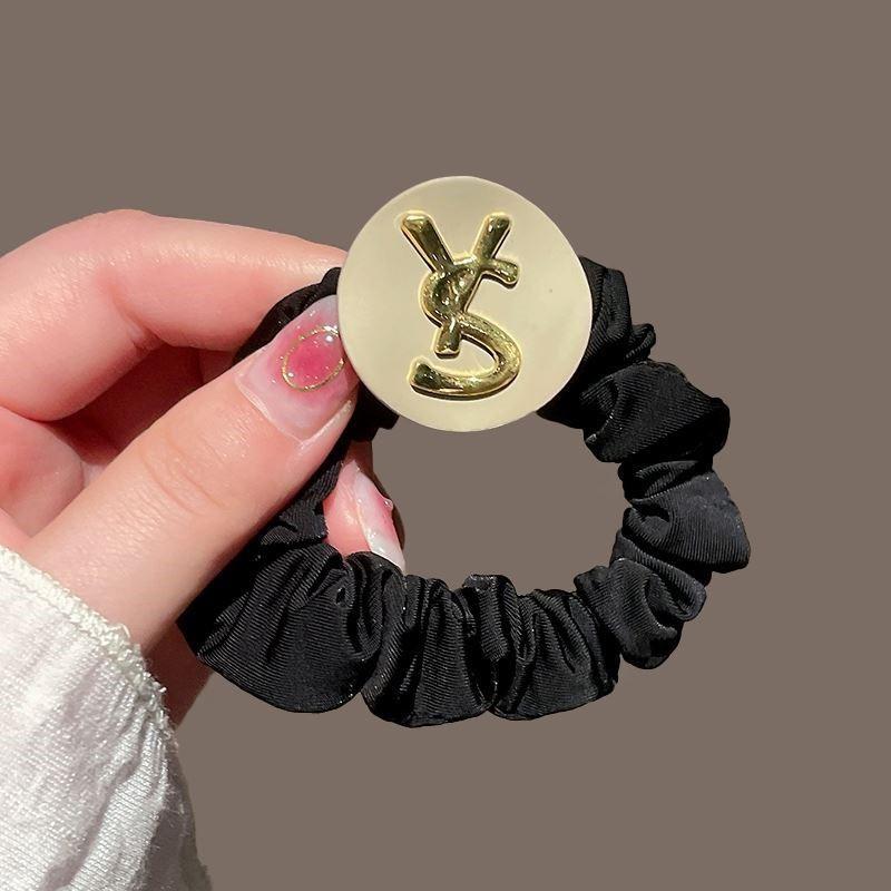 Hair ring French retro satin large intestine ring adult temperament hair accessories simple Joker Pearl balls hair rope.