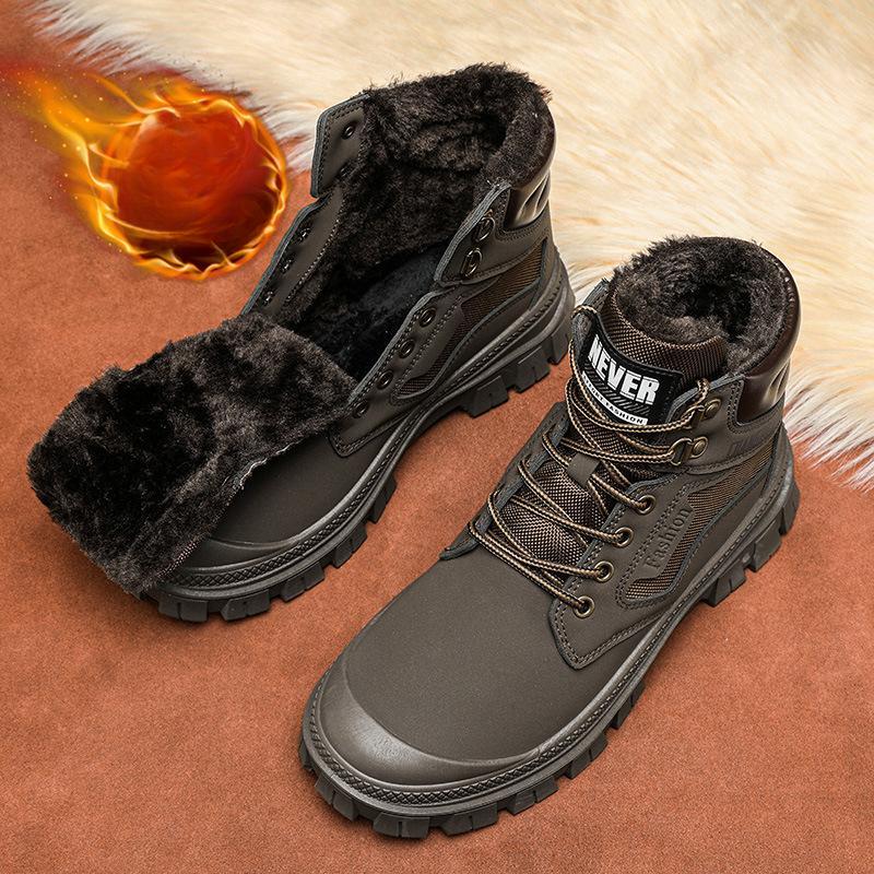 

Бархатные ботинки Martin с высоким берцем, модные теплые мужские ботинки на платформе с капюшоном и хлопковой подошвой 44