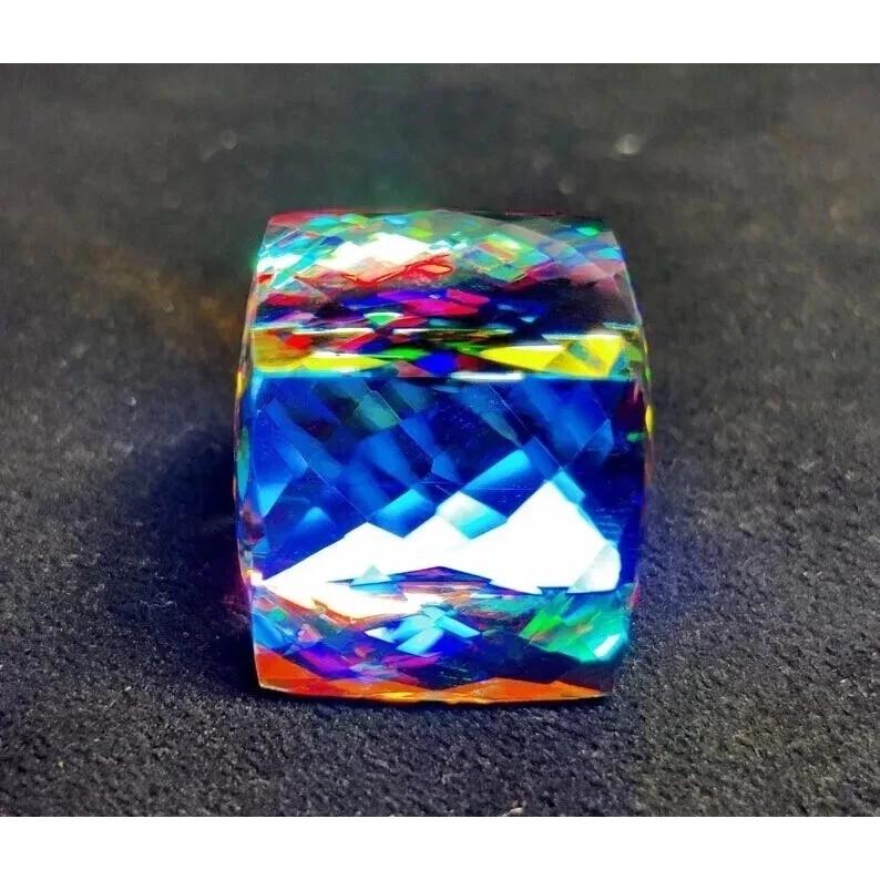 Fabulous Sparking Rainbow Color Mystic Topaz Natural Cube Cut 95-97 Ct Gemstone