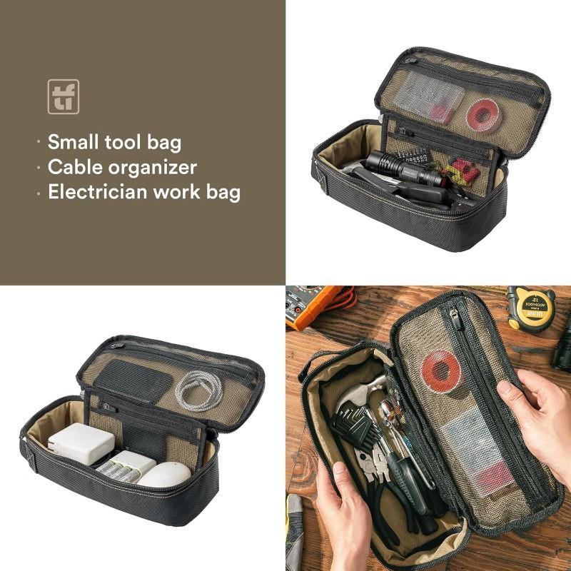 Heavy-Duty Portable Tool Organizer Bag With Zipper Handle Electricians Mechanics Home Use