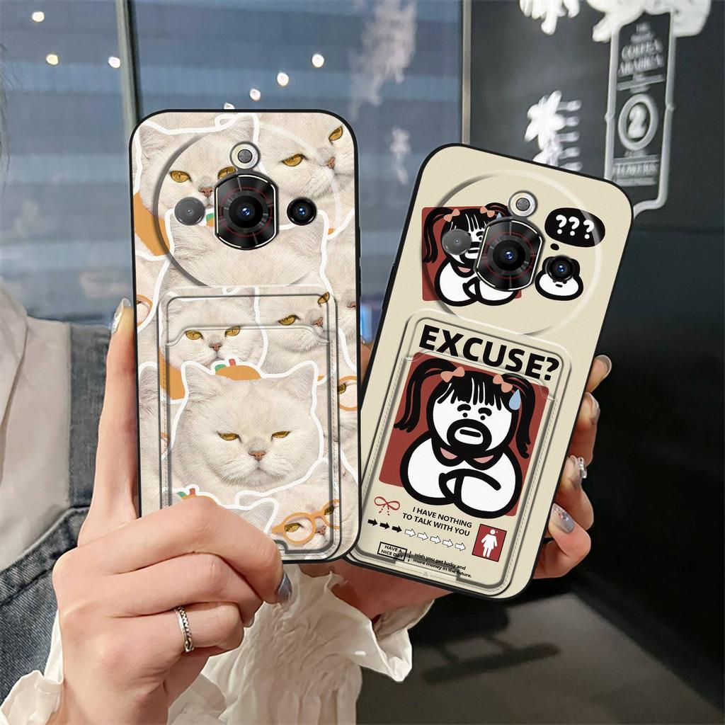 Card bag Card slot Phone Case For ZTE Nubia Focus Pro 5G Cute TPU Graffiti Shockproof Waterproof Dirt-resistant Cartoon