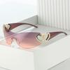 Y2K Rimless Sunglasses Women Hollow Out One-Piece Love Heart Shape INS Fashion UV400 Eyewear