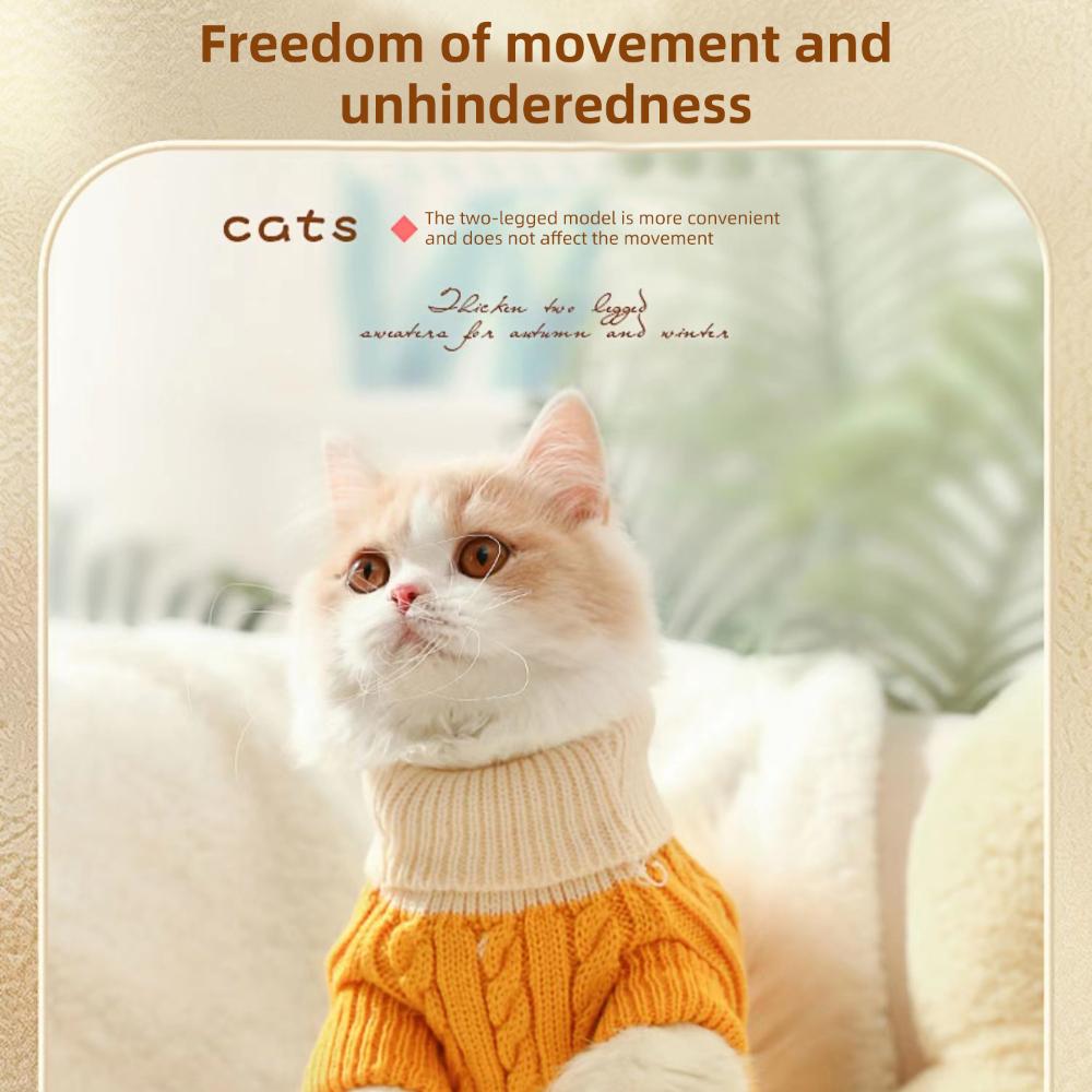 Dog Pet Clothes Cat Classic Knited High Collar Sweater  Sweet Colorful Pet Winter Warm Clothes Puppy Kitty Two-legged Clothing