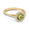 Peridot Halo Pavé Verlobungsring - Sterlingsilber Gold Vermeil
