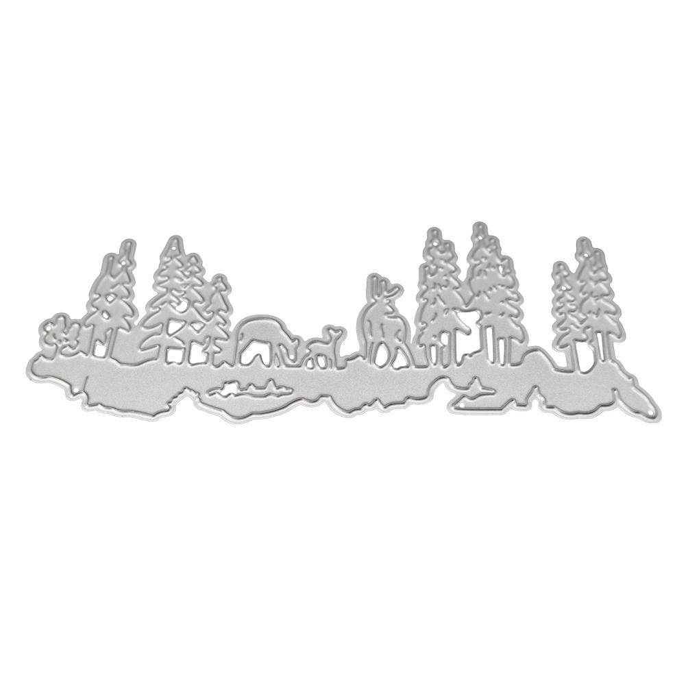 Reflection of Forest Animals Frame Metal Silvery Stencil Embossing Cutting Dies For Diy Scrapbooking Paper Album Cards Making