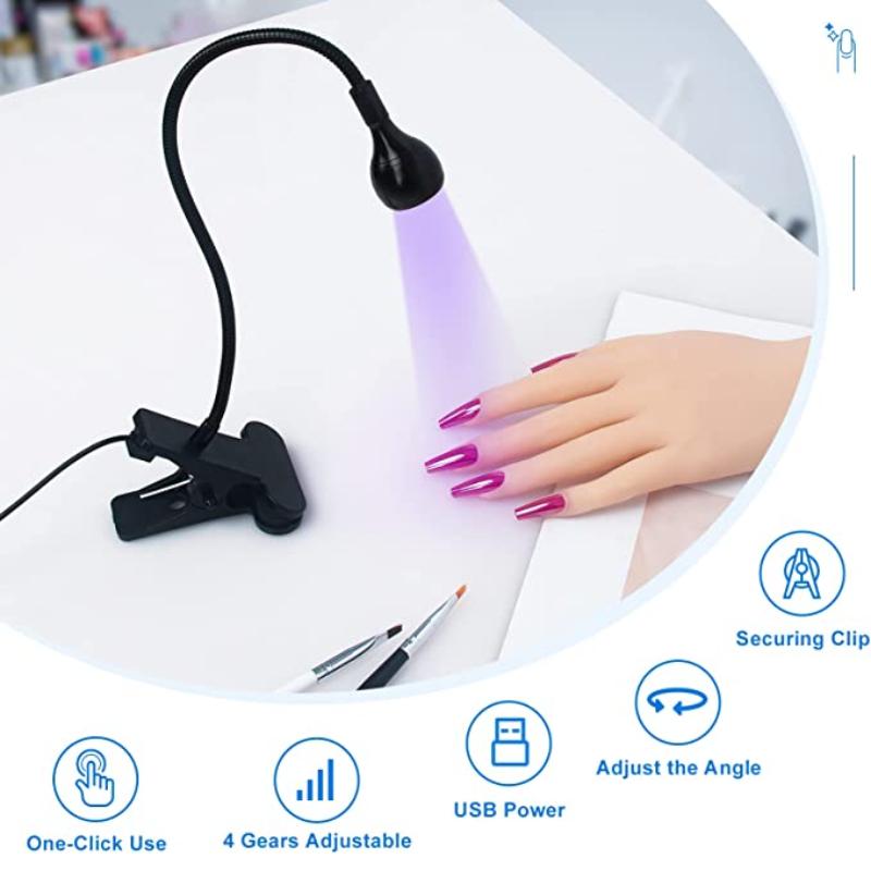1PC LED UV Light for Drying Gel Nail Polish Clip-On Flexible Desk Mini USB Nail Lamp Portable Nail Dryer Manicure Salon Tools