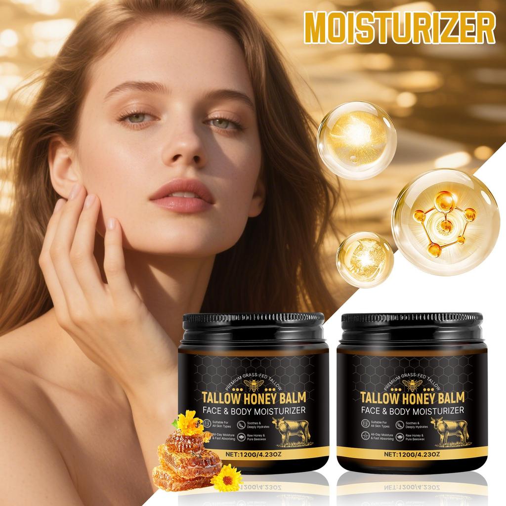 Feuchtigkeitscreme mit Talg, feuchtigkeitsspendender Talgbalsam mit Honig und Bienenwachs, Feuchtigkeitscreme für Körper und Gesicht(1 Stück)