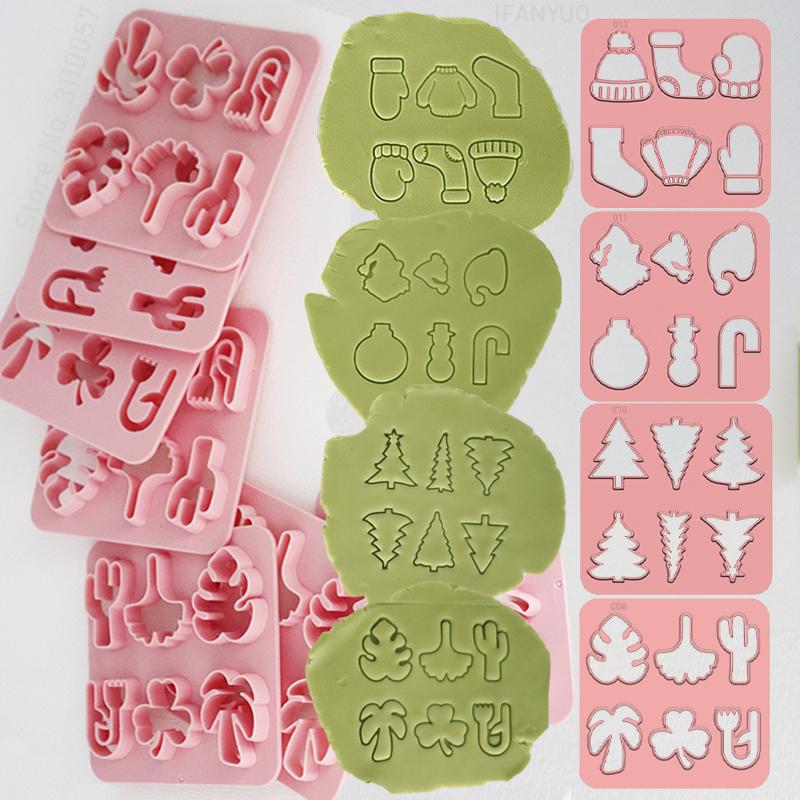 Various Shaped Clay Cutter Molds Geometry Palm Leaf Christmas Tree Polymer Clay Earrings Making Mold for Cookie Pendant Jewelry
