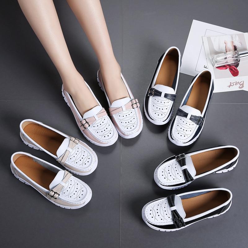 Scarpe estive da donna in vera pelle scarpe basse fatte a mano scarpe casual mocassini slip-on da donna ballerine scarpe da donna