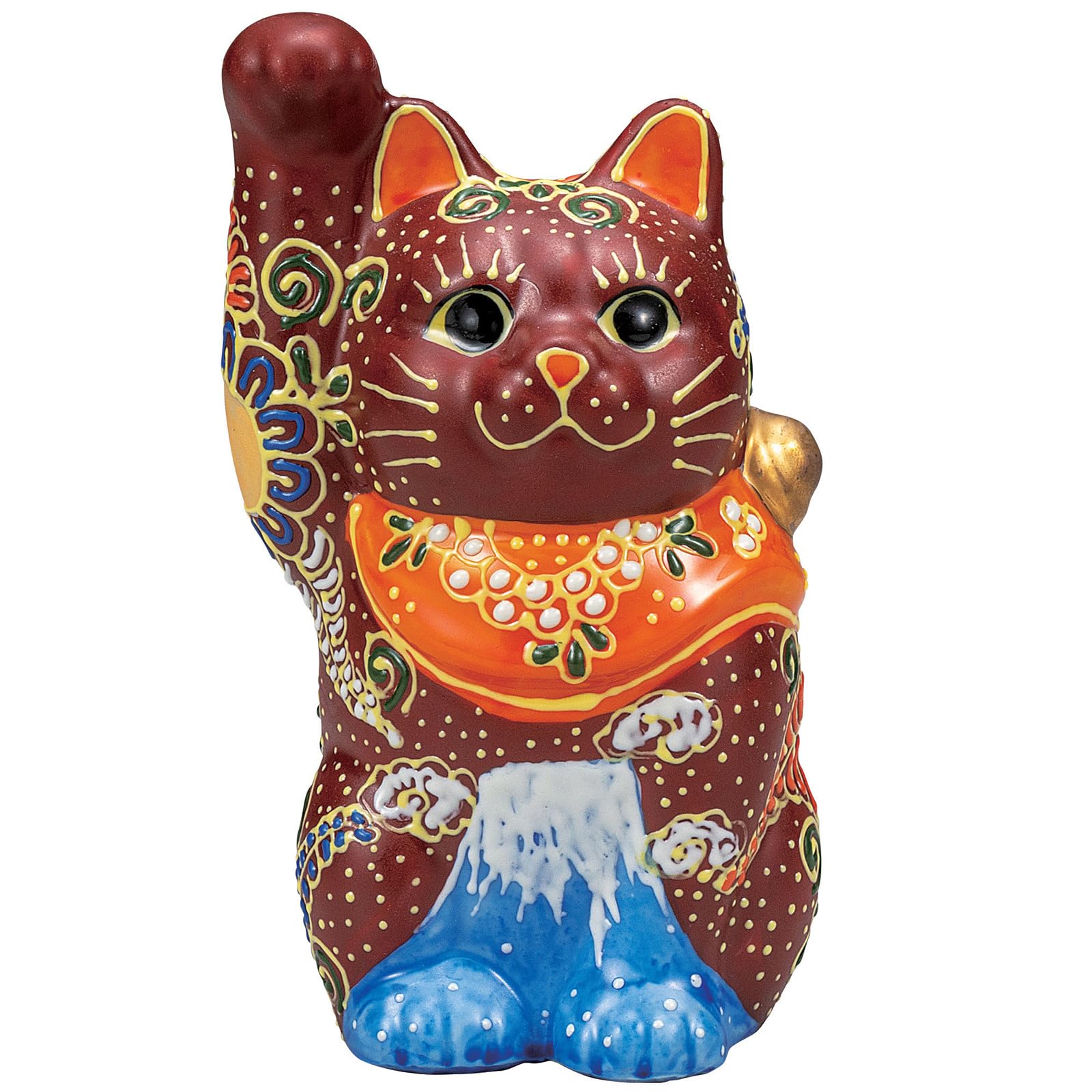 

Kutani Ware 14cm Right Celebrating Good Fortune and Model Maneki-neko Figurine, Tall, Hand, Wealth, No. 4, Fuji, K9-1540 белый
